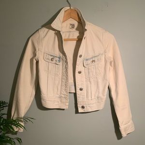TNA White Acid-Washed Denim Jacket